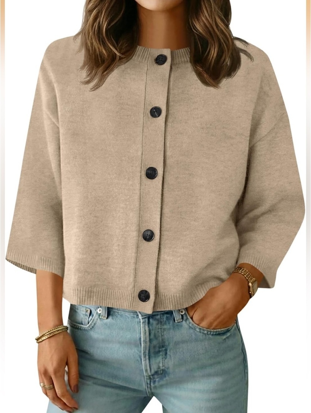 NWT Saodimallsu Short Sleeve Lightweight Button Down 2/4 Sleeve Cardigan Size M